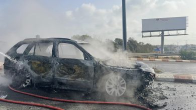 صورة بالصور .. احتراق سيارة بالطريق الرابطة بين بنسليمان والمنصورية