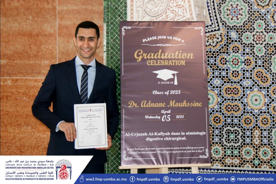 الطالب عدنان موحسين (الصورة من صفحة كلية الطب والصيدلة وطب الأسنان بفاس)