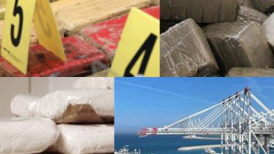 صورة ميناء طنجة المتوسطي: إحباط محاولة للتهريب الدولي لخمسة أطنان و438 كيلوغرام من مخدر الشيرا وإلتصدي لإدخال كمية مهمة من مخدر الكوكايين آتية من الإكوادور
