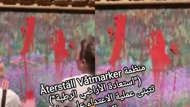 صورة منظمة Återställ Våtmarker (“استعادة الأراضي الرطبة”) تتبنى عملية الاعتداء على عمل فني لكلود موني بستوكهولم