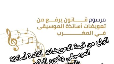 صورة الرفع من قيمة التعويضات  لفائدة أساتذة الموسيقى وفنون الرقص بالمعاهد التابعة لوزارة الشباب والثقافة والتواصل