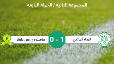 صورة الرجاء الرياضي بالرتبة الثالثة بعد فوزه على ماميلودي صن داونز الجنوب إفريقي