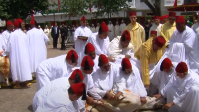 صورة جلالة الملك يؤدي صلاة عيد الأضحى وينحر الأضحية نيابة عن الشعب المغربي