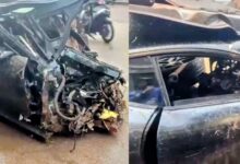 صورة مصرع شخصين في حادثة سير مروعة لسيارة “فيراري” بضواحي الدار البيضاء